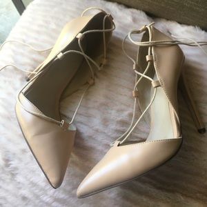 Pointed toe lace up heel- worn once